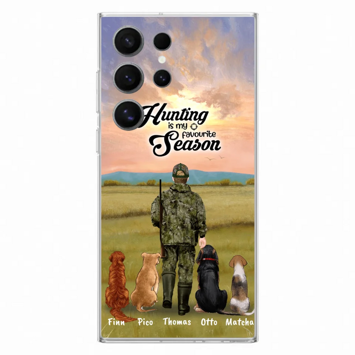 Personalized Hunting Phone Case - Man/Woman With Upto 4 Dogs - Phone Case For iPhone And Samsung - 4168OK