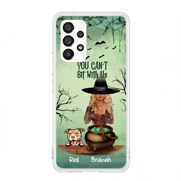 Custom Personalized Dog And Witch Phone Case - Upto 4 Dogs - You Can't Sit With Us -  Phone Case For iPhone and Samsung