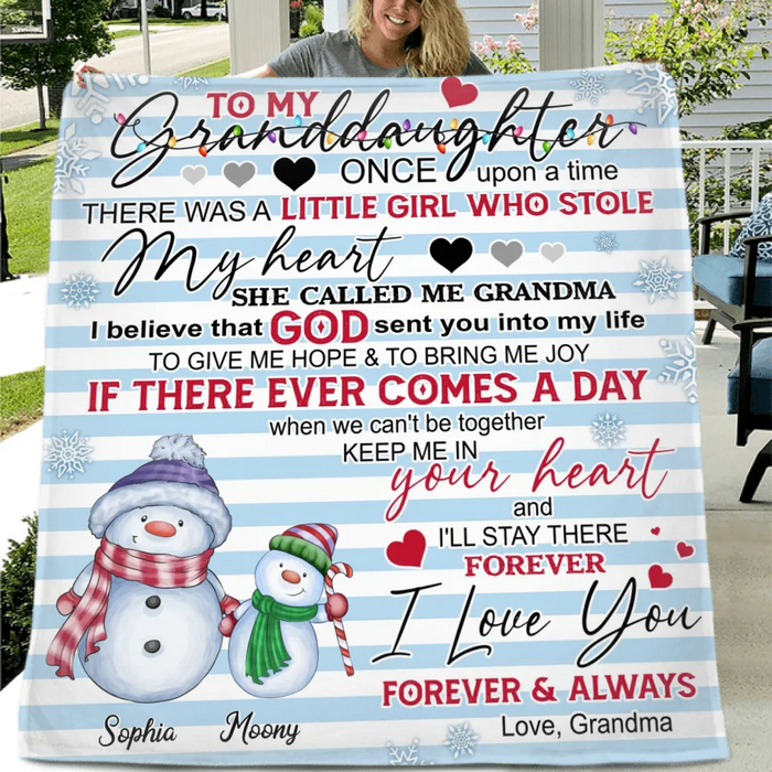 Personalized Grandma Quilt/Fleece Throw Blanket - Gift Idea For Grandma - Up to 5 Grandkids - I Love You Forever & Always
