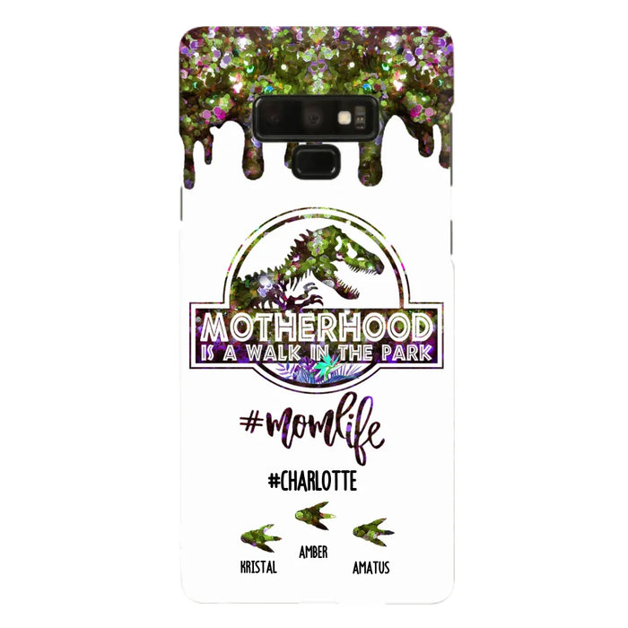 Custom Personalized Mama Dinosaur Phone Case - Best Gift For Mothers - Motherhood Is A Walk In The Park - Phone Case For iPhone And Samsung - 2QCGS1