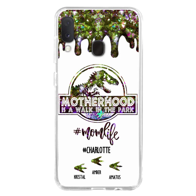 Custom Personalized Mama Dinosaur Phone Case - Best Gift For Mothers - Motherhood Is A Walk In The Park - Phone Case For iPhone And Samsung - 2QCGS1