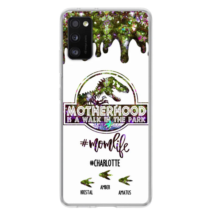 Custom Personalized Mama Dinosaur Phone Case - Best Gift For Mothers - Motherhood Is A Walk In The Park - Phone Case For iPhone And Samsung - 2QCGS1