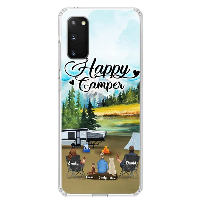 Personalized Camping Phone Case - Parents With 1 Kids And 2 Pets - Best Gift For Family - Happy Camper - Case For iPhone And Samsung