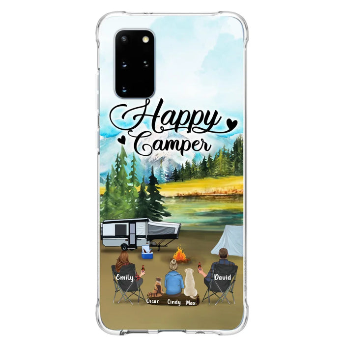Personalized Camping Phone Case - Parents With 1 Kids And 2 Pets - Best Gift For Family - Happy Camper - Case For iPhone And Samsung