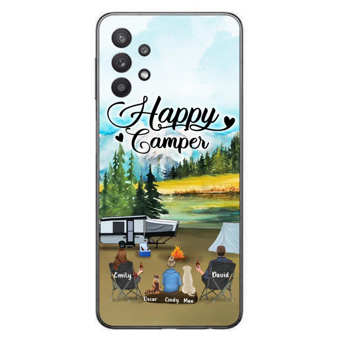 Personalized Camping Phone Case - Parents With 1 Kids And 2 Pets - Best Gift For Family - Happy Camper - Case For iPhone And Samsung