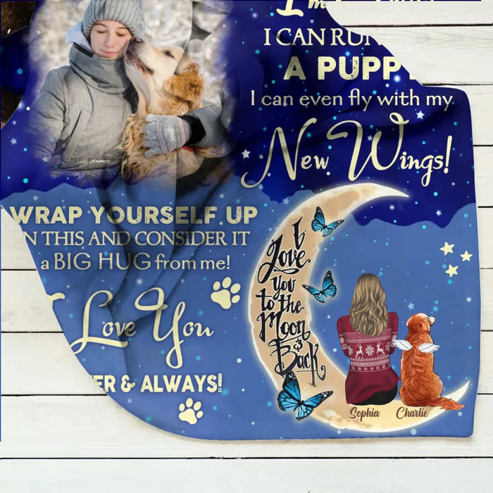 Custom Memorial Dog Quilt/Fleece Throw Blanket - Up to 3 Dogs - Memorial Gift Idea For Dog Mom - Don't Cry For Me Mom! I Am Ok!