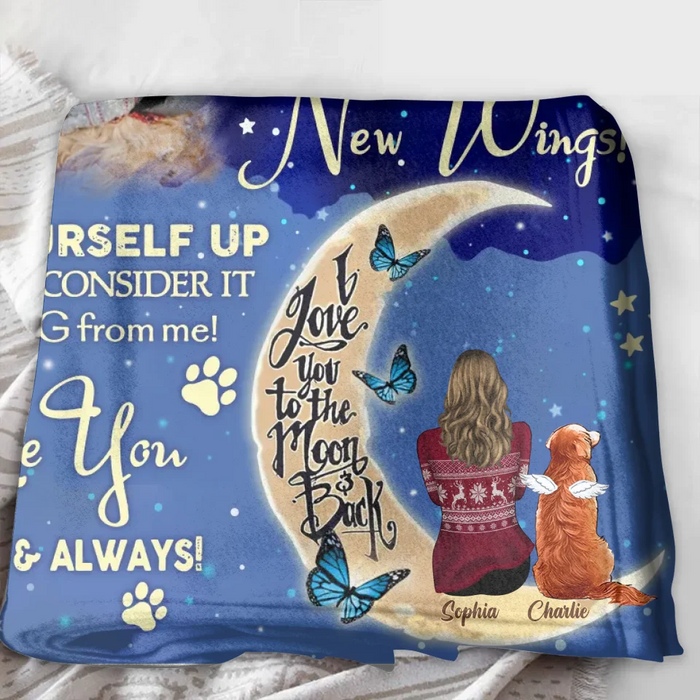 Custom Memorial Dog Quilt/Fleece Throw Blanket - Up to 3 Dogs - Memorial Gift Idea For Dog Mom - Don't Cry For Me Mom! I Am Ok!