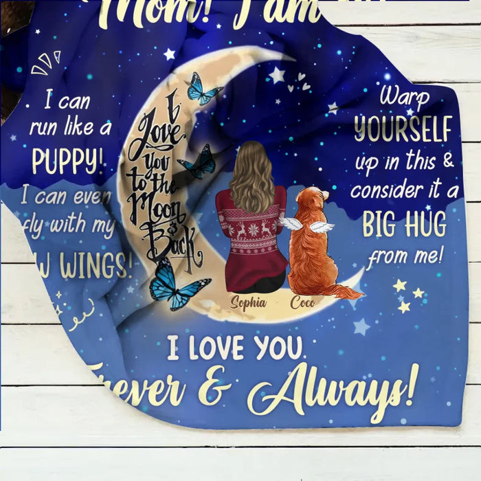 Personalized Memorial Dog Quilt/Fleece Throw Blanket - Up to 3 Dogs - Memorial Gift Idea For Dog Mom - Don't Cry For Me Mom! I Am Ok!