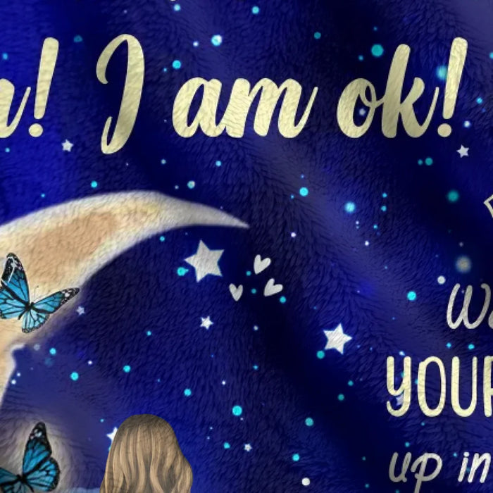 Personalized Memorial Dog Quilt/Fleece Throw Blanket - Up to 3 Dogs - Memorial Gift Idea For Dog Mom - Don't Cry For Me Mom! I Am Ok!