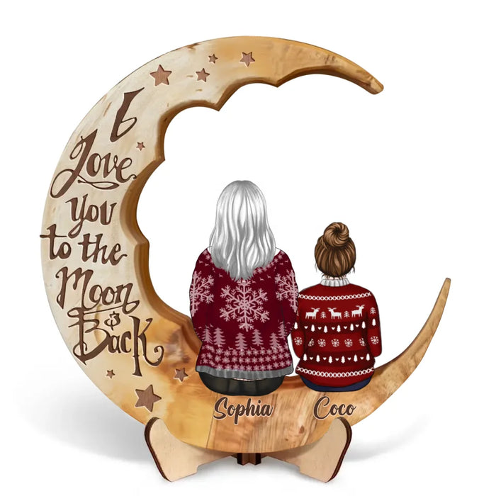 Personalized Grandma Wooden Art - Christmas Gift Idea For Grandma - I Love You To The Moon And Back