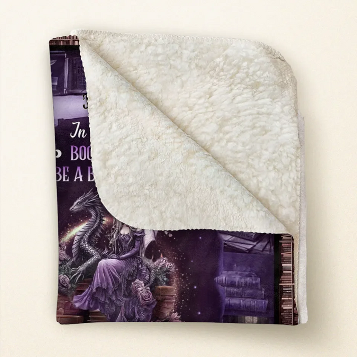 Personalized Book Witch Dragon Quilt/Fleece Throw Blanket - Gift Idea For Witch/Book Lover - In A World Of Book Worms Be A Book Witch