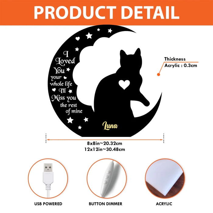 Personalized Cat Light Box - Memorial Gift Idea For Cat Lover - I Loved You Your Whole Life I'll Miss You The Rest Of Mine
