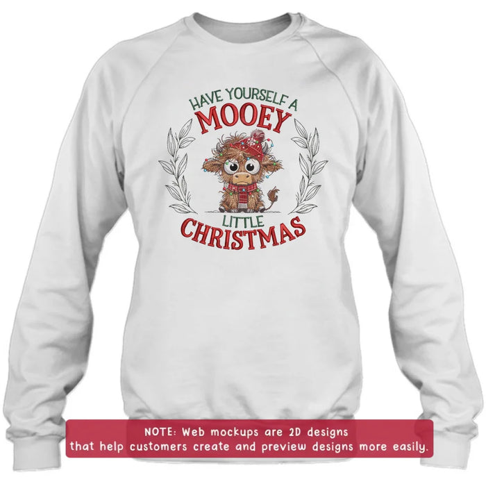Personalized Cow Embroidered Sweatshirt - Gift Idea For Christmas - Have Yourself A Mooey Little Christmas