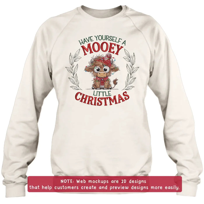 Personalized Cow Embroidered Sweatshirt - Gift Idea For Christmas - Have Yourself A Mooey Little Christmas