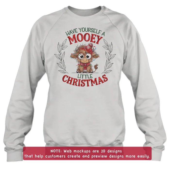Personalized Cow Embroidered Sweatshirt - Gift Idea For Christmas - Have Yourself A Mooey Little Christmas