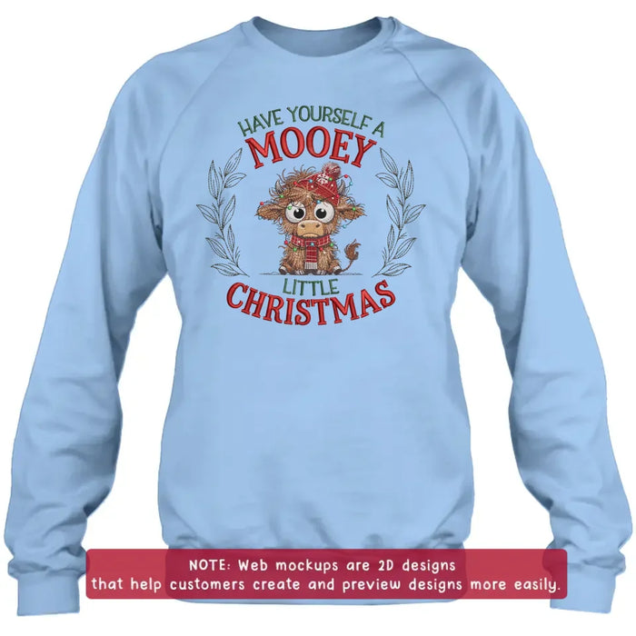 Personalized Cow Embroidered Sweatshirt - Gift Idea For Christmas - Have Yourself A Mooey Little Christmas