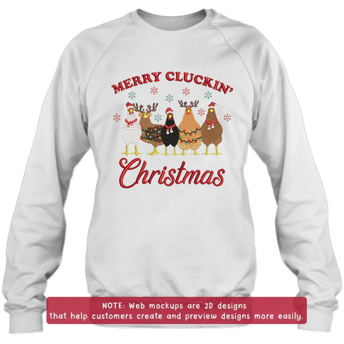 Personalized Cluckin' Christmas Chicken Embroidered Sweatshirt - Gift Idea For Chicken Lover