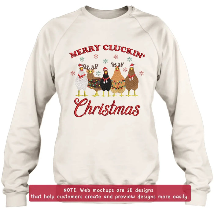 Personalized Cluckin' Christmas Chicken Embroidered Sweatshirt - Gift Idea For Chicken Lover