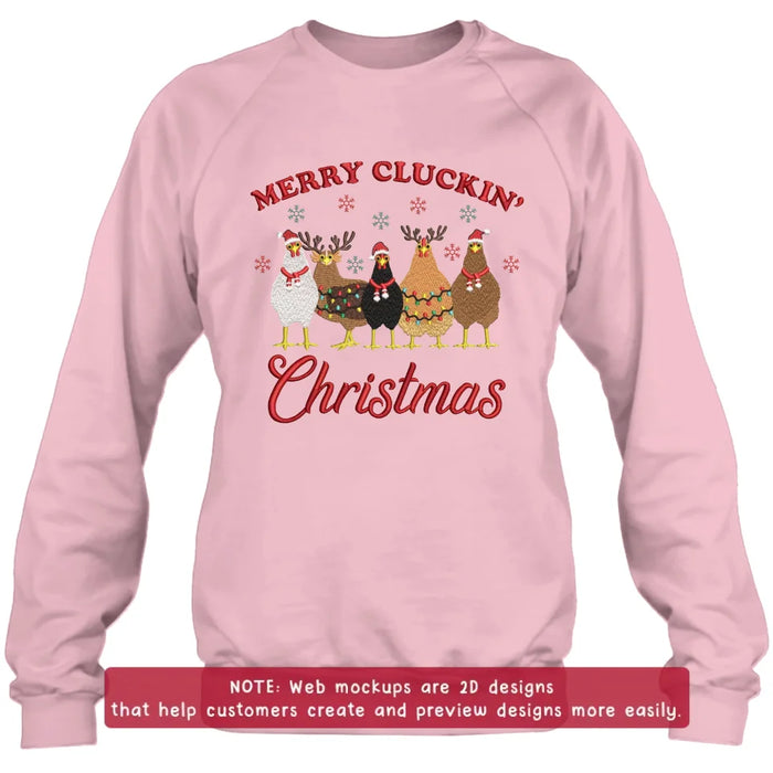 Personalized Cluckin' Christmas Chicken Embroidered Sweatshirt - Gift Idea For Chicken Lover
