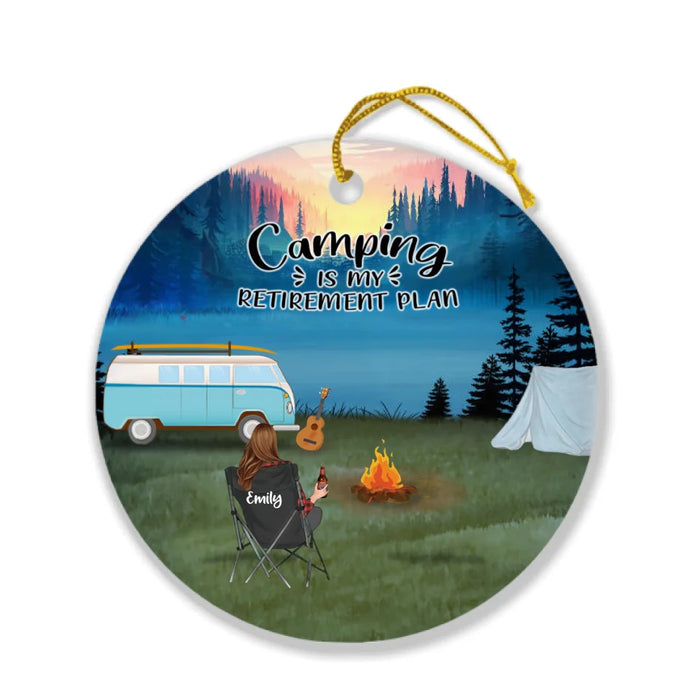 Personalized Camping Ornament - Man/Woman/Couple With Up to 6 Pets - Best Gift For Camping Lover - Camping Is My Retirement Plan - Q3VZTZ