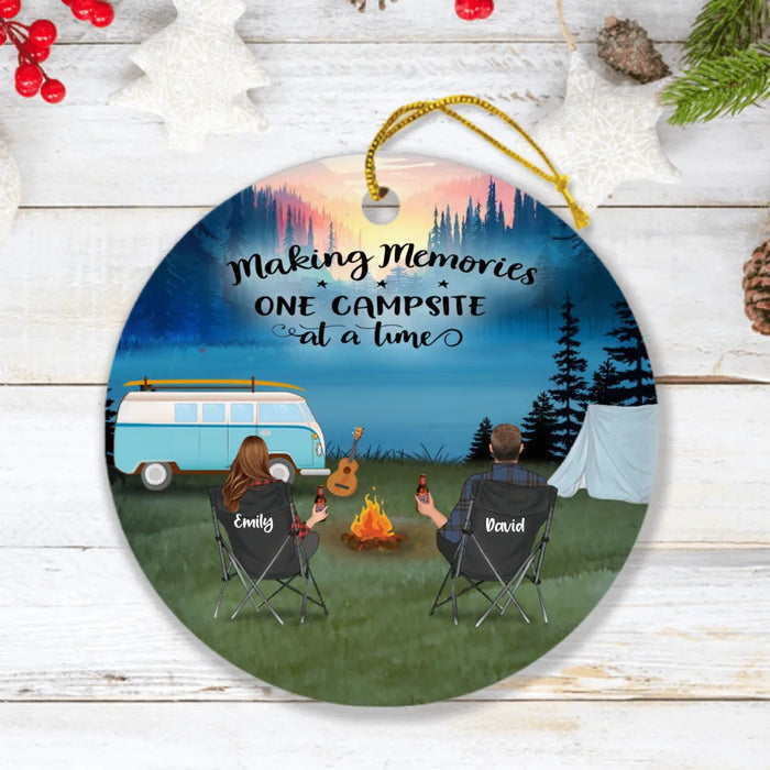 Personalized Camping Ornament - Couple/Parents With Up to 6 Kids, 6 Pets - Making Memories One Campsite At A Time - Full Option - Q3VZTZ