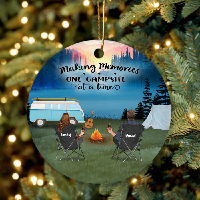 Personalized Camping Ornament - Couple/Parents With Up to 6 Kids, 6 Pets - Making Memories One Campsite At A Time - Full Option - Q3VZTZ