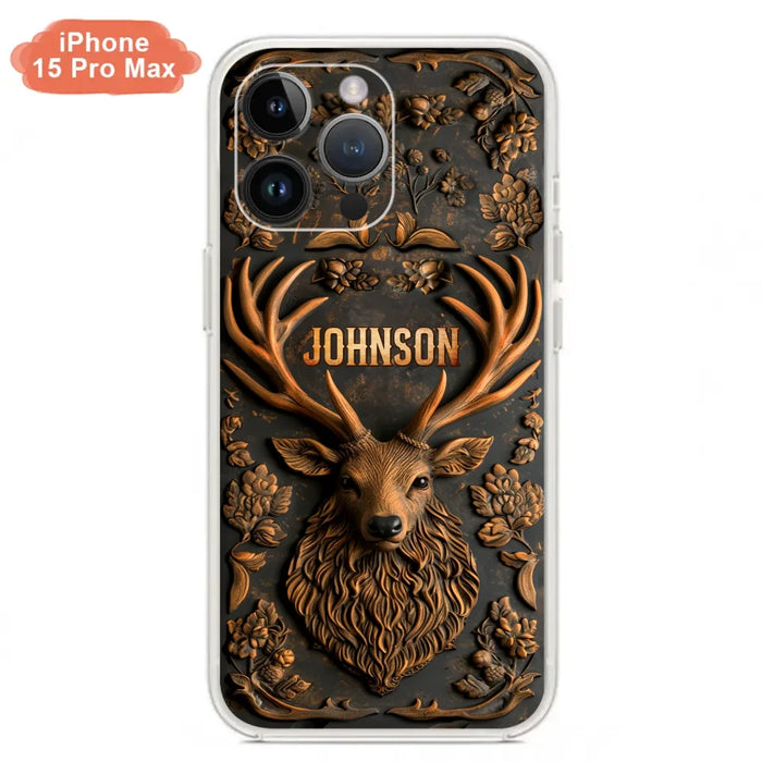 Personalized Deer Hunting 3D Printed Effect Phone Case - Gift Idea For Hunting Lover - Case For iPhone/Samsung