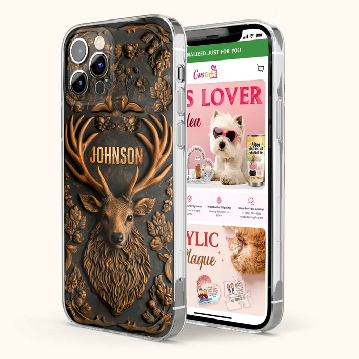 Personalized Deer Hunting 3D Printed Effect Phone Case - Gift Idea For Hunting Lover - Case For iPhone/Samsung