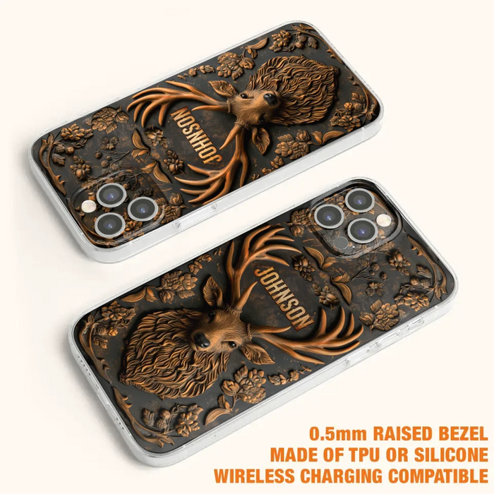 Personalized Deer Hunting 3D Printed Effect Phone Case - Gift Idea For Hunting Lover - Case For iPhone/Samsung