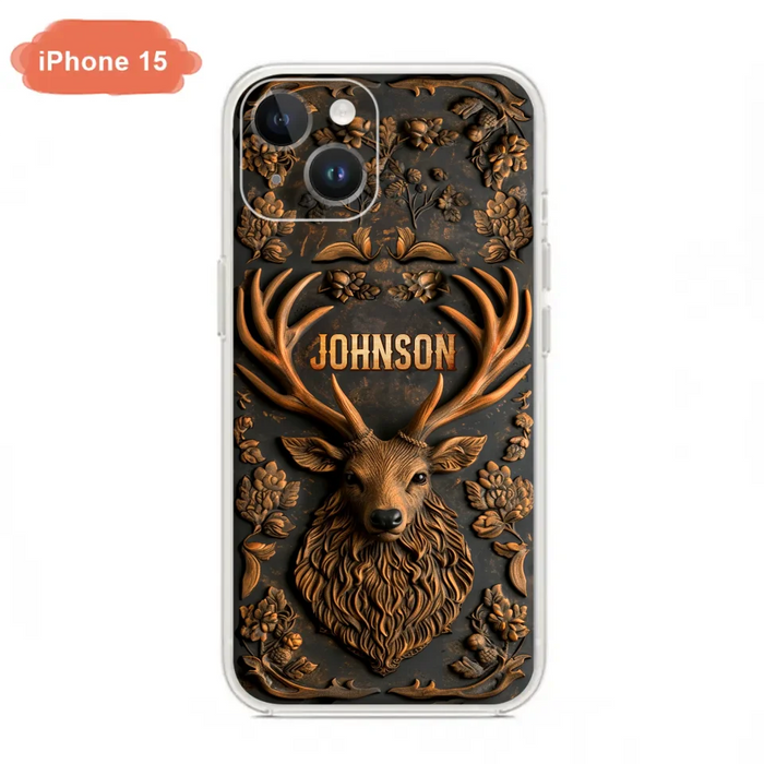 Personalized Deer Hunting 3D Printed Effect Phone Case - Gift Idea For Hunting Lover - Case For iPhone/Samsung