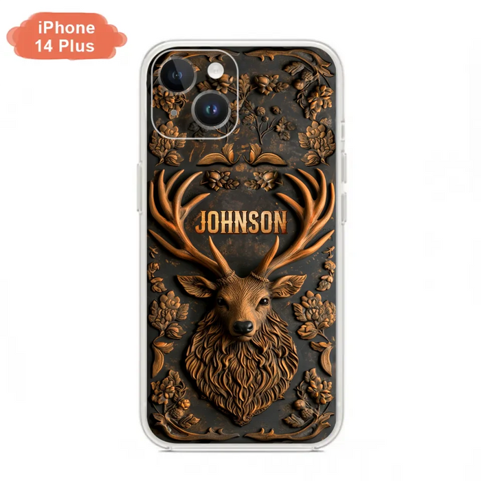 Personalized Deer Hunting 3D Printed Effect Phone Case - Gift Idea For Hunting Lover - Case For iPhone/Samsung