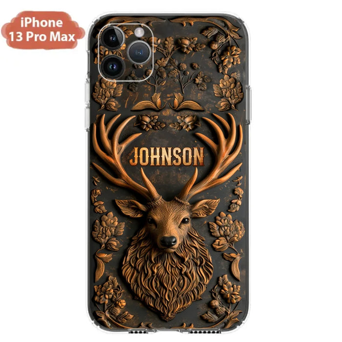 Personalized Deer Hunting 3D Printed Effect Phone Case - Gift Idea For Hunting Lover - Case For iPhone/Samsung