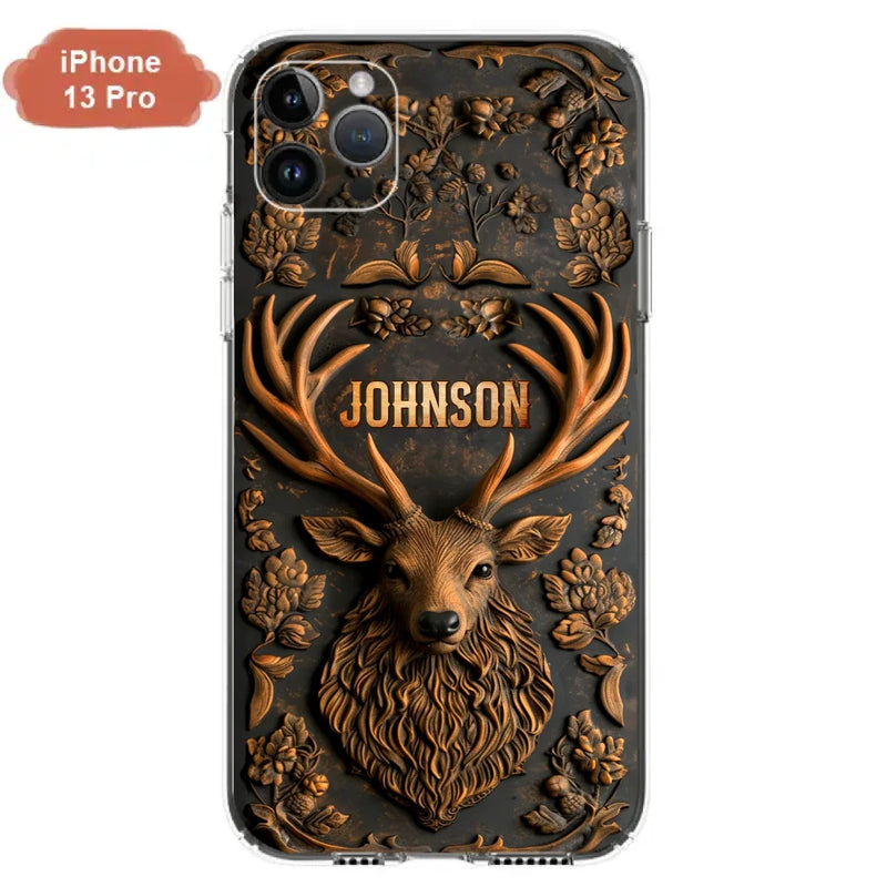 Personalized Deer Hunting 3D Printed Effect Phone Case - Gift Idea For Hunting Lover - Case For iPhone/Samsung