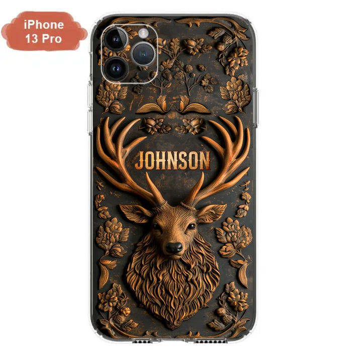 Personalized Deer Hunting 3D Printed Effect Phone Case - Gift Idea For Hunting Lover - Case For iPhone/Samsung