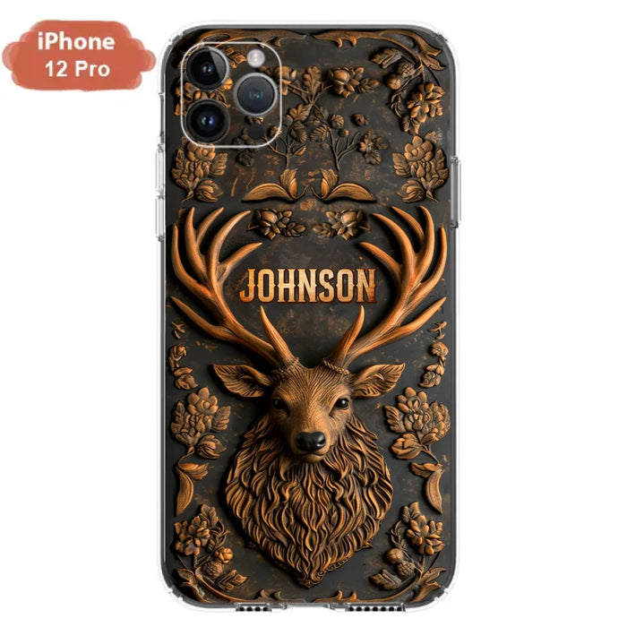 Personalized Deer Hunting 3D Printed Effect Phone Case - Gift Idea For Hunting Lover - Case For iPhone/Samsung