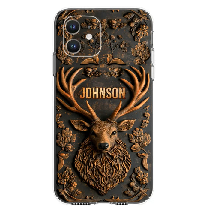 Personalized Deer Hunting 3D Printed Effect Phone Case - Gift Idea For Hunting Lover - Case For iPhone/Samsung