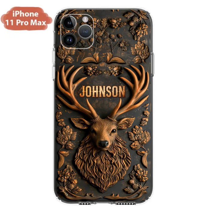 Personalized Deer Hunting 3D Printed Effect Phone Case - Gift Idea For Hunting Lover - Case For iPhone/Samsung