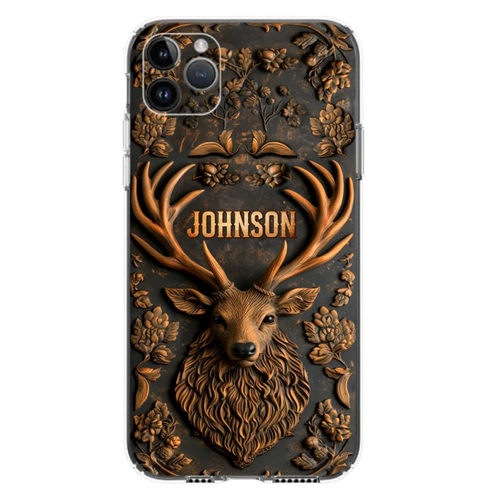 Personalized Deer Hunting 3D Printed Effect Phone Case - Gift Idea For Hunting Lover - Case For iPhone/Samsung