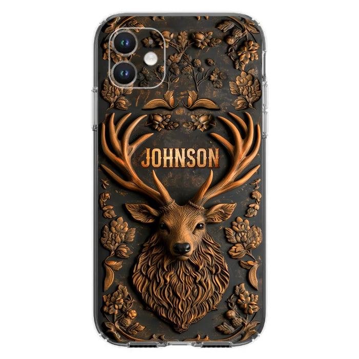 Personalized Deer Hunting 3D Printed Effect Phone Case - Gift Idea For Hunting Lover - Case For iPhone/Samsung