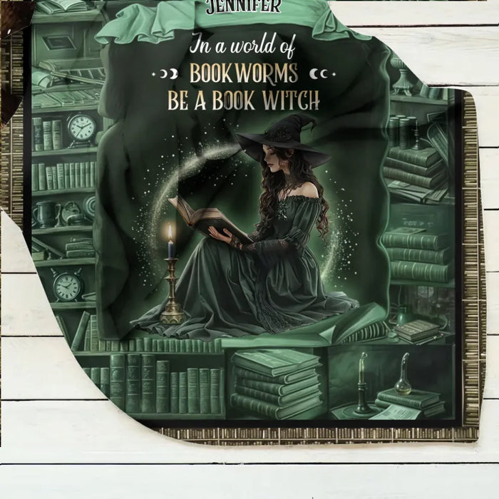Personalized Book Witch Quilt/Fleece Throw Blanket - Gift Idea For Book Lover - In A World Of Book Worms Be A Book Witch