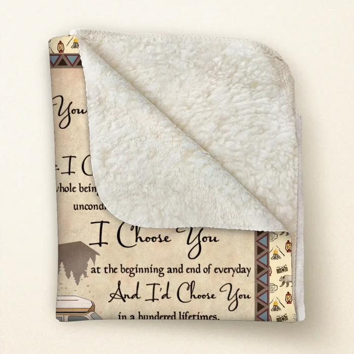 Personalized Couple Fleece Throw Blanket & Quilt - Gift Idea For Couple/Husband Wife/Camping Lover - I Choose You