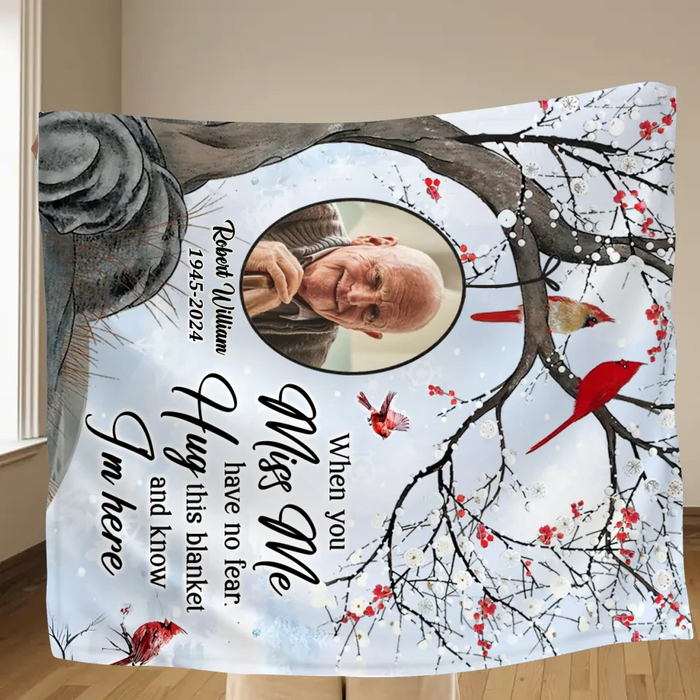 Personalized Memorial Fleece Throw Blanket & Quilt - Memorial Gift Idea - Upload Photo - When You Miss Me Have No Fear