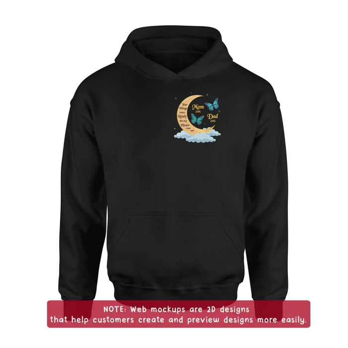 Personalized Memorial Butterflies Embroidered T-Shirt/Sweater/Hoodie - Memorial Gift Idea For Family Member - Your Wings Were Ready But My Heart Was Not