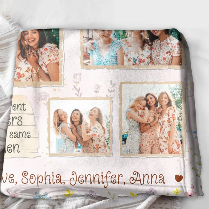 Personalized Sisters Fleece Throw Blanket/Quilt - Christmas Gift Idea For Sisters/Siblings - Sisters Are Different Flowers From The Same Garden