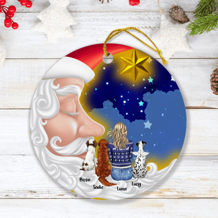 Personalized Dog Mom Ornament - Woman With Up to 3 Dogs - Gift For Dog Lover
