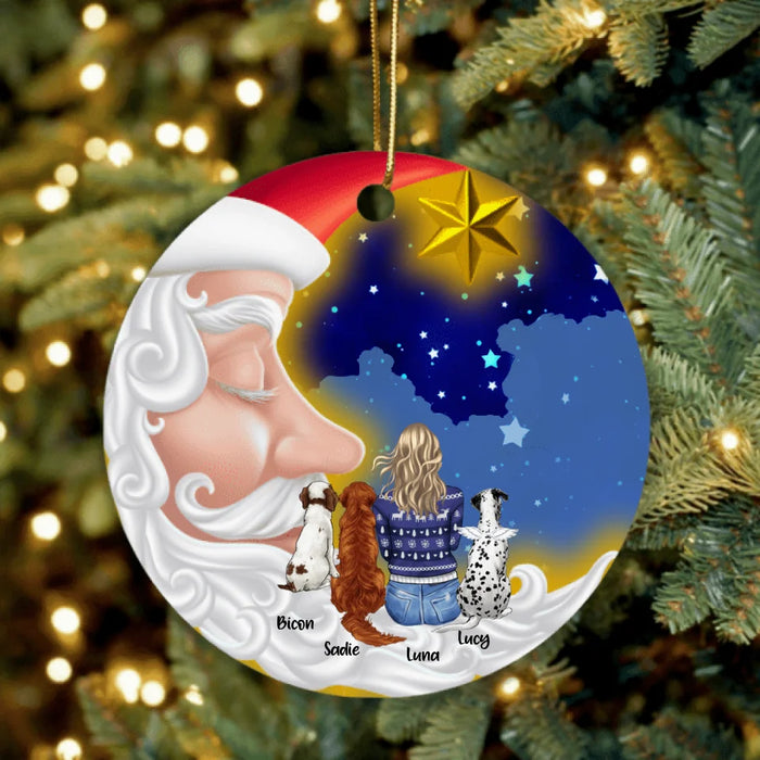Personalized Dog Mom Ornament - Woman With Up to 3 Dogs - Gift For Dog Lover