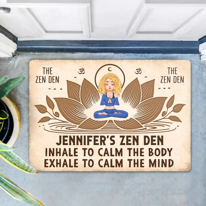 Personalized Yoga Doormat - The Zen Den - Gift Idea For Yoga Lover/Friend