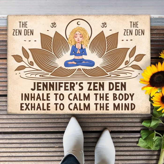 Personalized Yoga Doormat - The Zen Den - Gift Idea For Yoga Lover/Friend