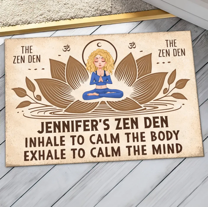 Personalized Yoga Doormat - The Zen Den - Gift Idea For Yoga Lover/Friend