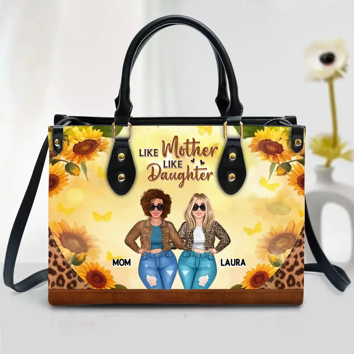 Personalized Like Mother Like Daughter PU Leather Handbag With Long Straps - Mother's Day Gift Idea For  Mother/Daughter